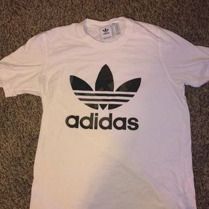white adidas camo logo shirt